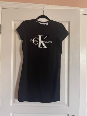 Calvin Klein Jeans Black Tee Dress with White CK Logo